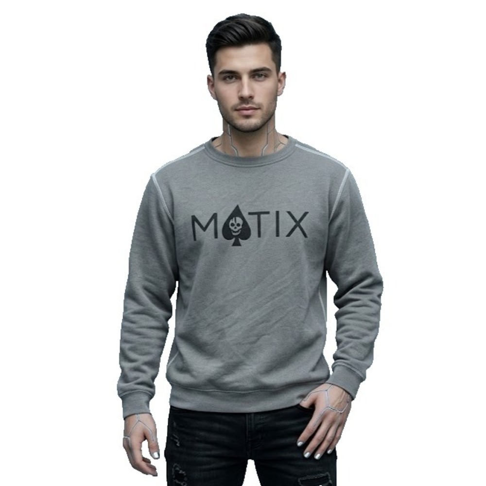 Matix Sweatshirt Mens L Gray Crew Neck Graphic Logo Pullover Skate Streetwear VT